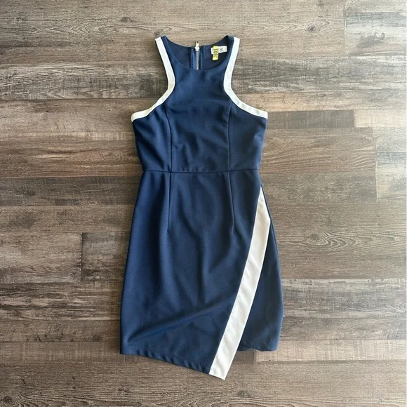 Tobi navy blue sleeveless mini dress with white